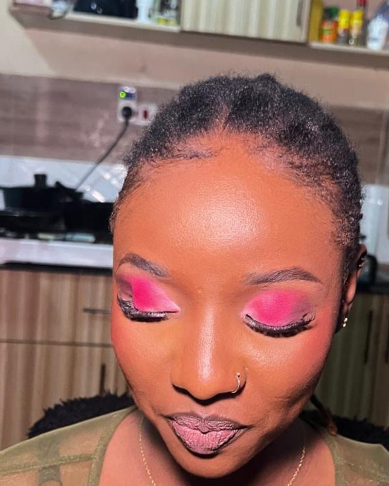 Hot pink cut crease eye makeup