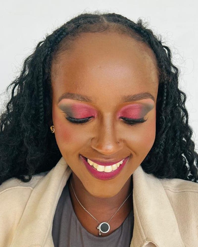Berry pink glam makeup